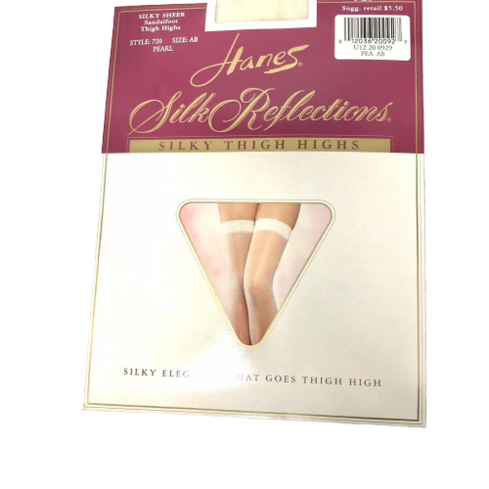 Hanes Silk Reflections Thigh Highs Style 720‎ Size AB Pearl Vintage